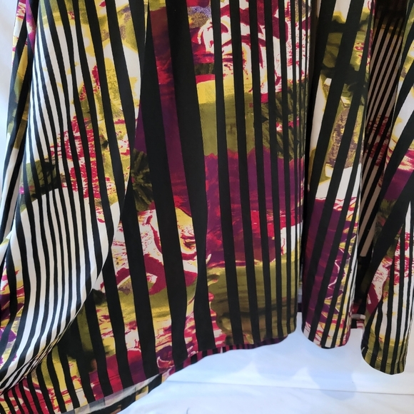 Ashley Stewart Multicolor Striped Floral Maxi Dress Sz 34/36 Long Sleeve Stretch - Picture 6 of 12